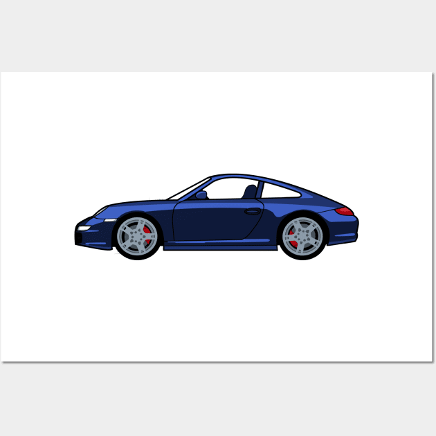 Porsche 911 997 Carrera S Cobalt Blue Lobster Claw Wall Art by antipc